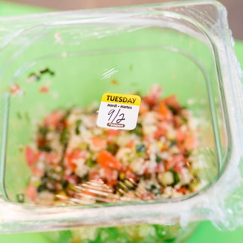 Label Food Rotation Trilingual Yellow Tuesday 1x1