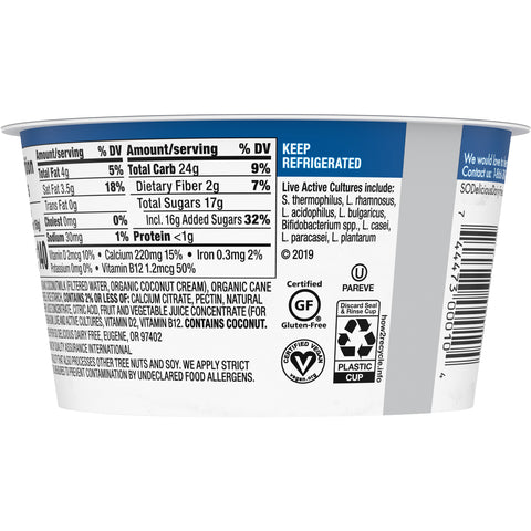 So Delicious Dairy Free Cultured Organic Coconut Blueberry Yogurt Alternative, 5.3 Ounce -- 12 per case
