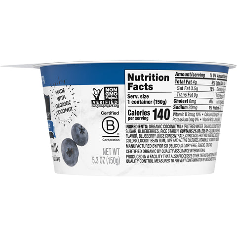 So Delicious Dairy Free Cultured Organic Coconut Blueberry Yogurt Alternative, 5.3 Ounce -- 12 per case