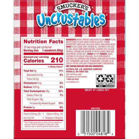 Uncrustables® SANDWICH PEANUT BUTTER & STRAWBERRY JELLY IW 2 OZ