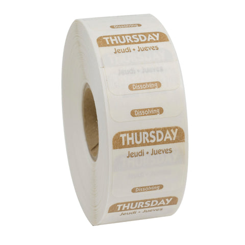 Label Dissolvable Trilingual Brown Thursday 1x1