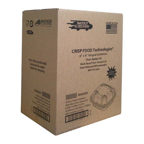 Crisp Food Technologies® CONTAINER PLASTIC HINGED LID 6X6