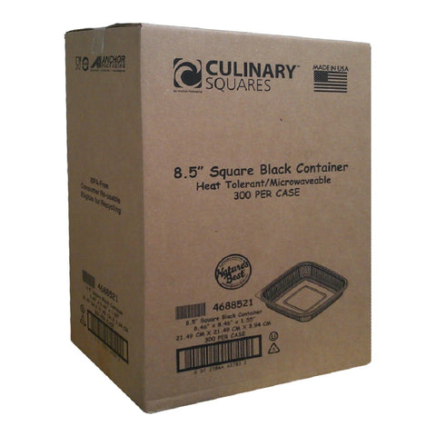 Anchor Packaging Culinary Squares Black Polypropylene Container, 36 Ounce Capacity -- 300 per case