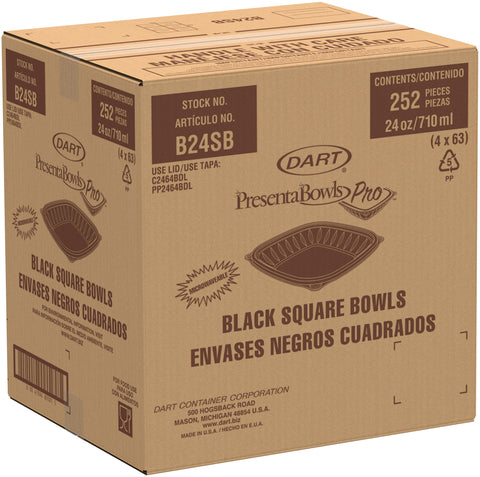 Bowl Plastic Black Square 8.5