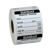 Label Trilingual Item/date/use By Removable Black Sunday 2x2