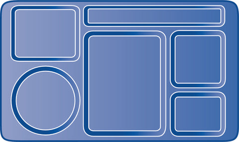 Carlisle TRAY SERVING 6-COMPARTMENT OMNI-DIRECTIONAL SPACE SAVER TRAY BLUE