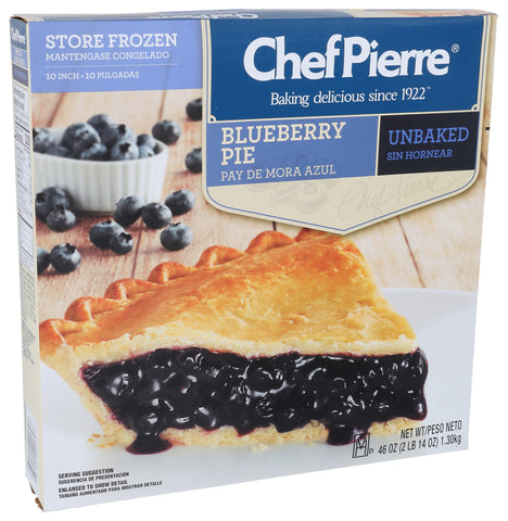 Sara Lee Chef Pierre Traditional Unbaked Blueberry Fruit Pie, 10 inch -- 6 per case.