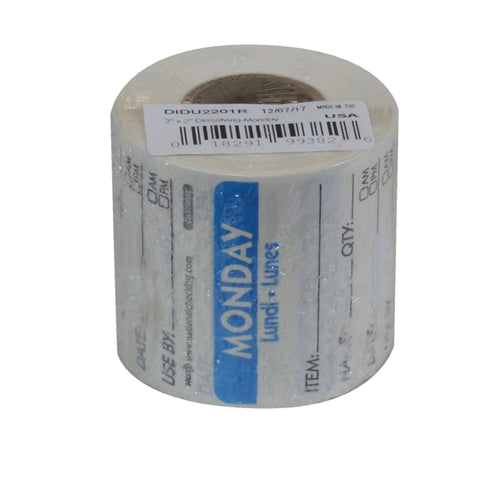 DateIt™ LABEL DISSOLVABLE USE BY MONDAY BLUE 2X2