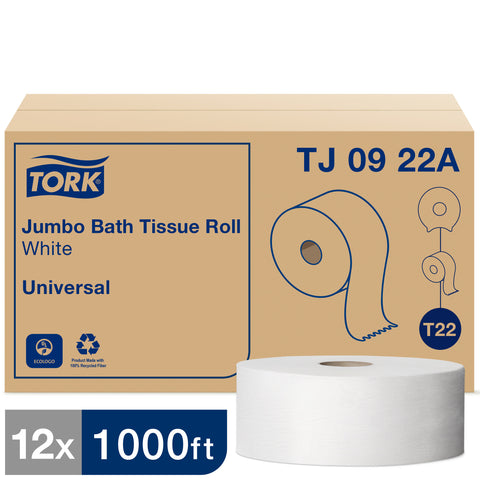 Tissue Toilet Jumbo Roll White 2 Ply 8.8