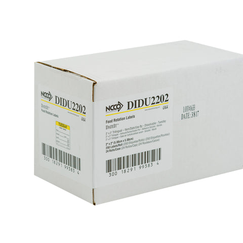 DateIt™ LABEL TRILINGUAL ITEM/DATE/USE BY DISSOLVING YELLOW TUESDAY 2X2