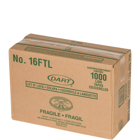 Dart LID PLASTIC WHITE LIFT N' LOCK F/ CUPS AND CONTAINERS 16 OZ