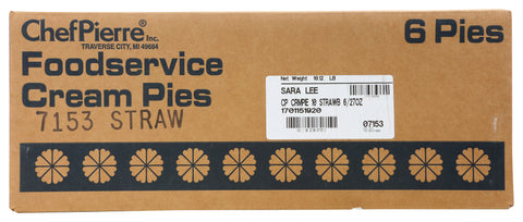 Sara Lee Chef Pierre Traditional Strawberry Cream Pie, 10 inch -- 6 per case.