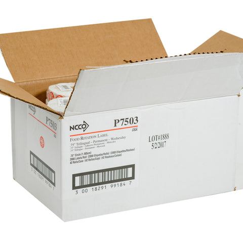 National Checking Company Dateit Red Trilingual Permanent Label - Wednesday, 0.75 inch Circle -- 2000 per case.