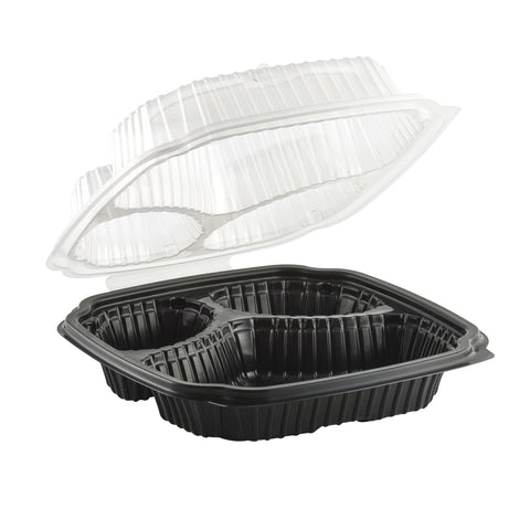 Anchor Packaging CONTAINER MICRO 9X9 3 COMPARTMENT HINGED BLACK