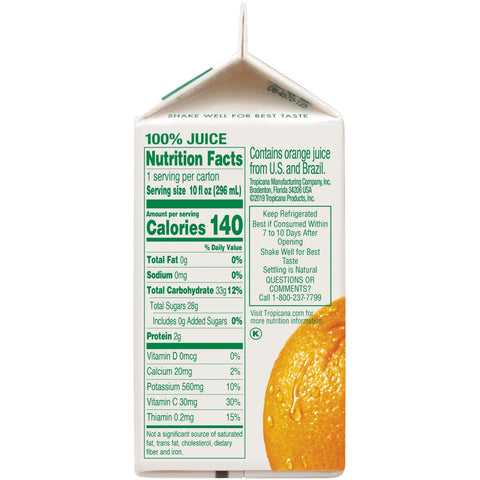 Tropicana Pure Premium JUICE ORANGE 100% PURE PREMIUM SINGLE SERVE CARTON