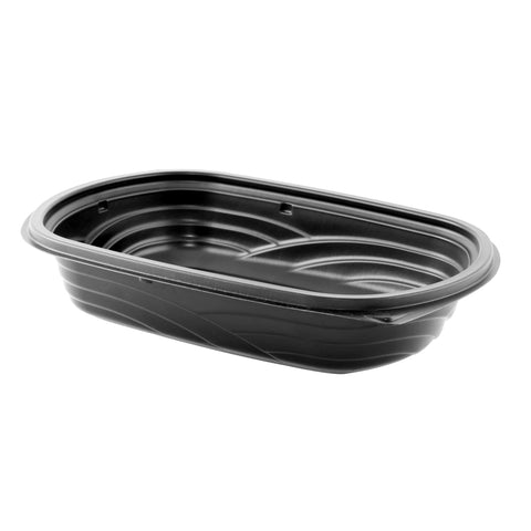 Anchor Packaging MicroRaves Wave Polypropylene Black Rectangular Container, 24 Ounce Capacity -- 252 per case
