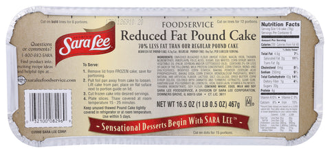 Sara Lee Frozen CAKE POUND REDUCED FAT LARGE 10