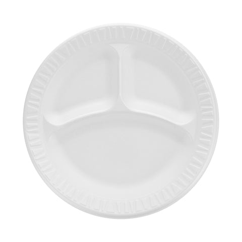 Dart Concorde® PLATE FOAM NON-LAMINATED WHITE 3-COMPARTMENT 9