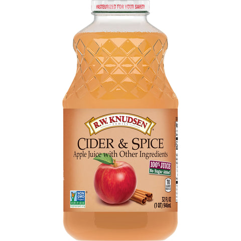 RW Knudsen JUICE APPLE CIDER SPICED NSA NFC 100% GLASS BOTTLE