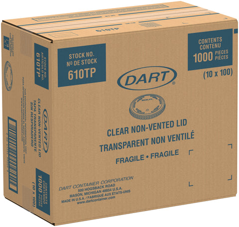 Dart LID PLASTIC CLEAR NON-VENTED FOR CUPS TP9D, TP10D, RTP9D, RPT10D