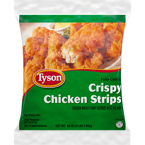 Tyson® CHICKEN BREAST STRIPS CRISPY HOMESTYLE BREADED, FRITTER, FC, CASH N' CARRY PACK 10043730928