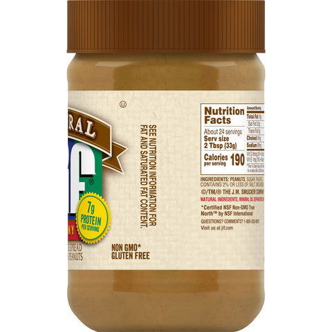 Jif Natural Creamy Peanut Butter, 28 Ounce -- 10 per case.