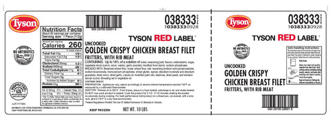 Chicken Breast Fillet Breaded Golden Crispy Boneless Skineless 4 Oz 38333-0928
