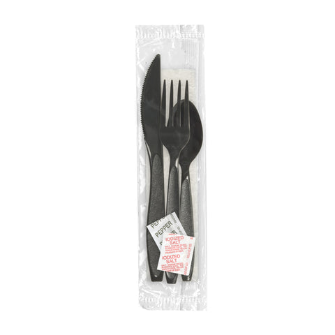 Solo® Impress™ CUTLERY KIT HEAVY WEIGHT BLACK F-K-S NAPKIN 9X13 S&P