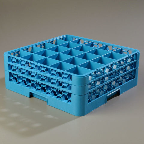 OptiClean™ RACK GLASS 25-COMPARTMENT W/ 2-EXTENDERS BLUE 7.12