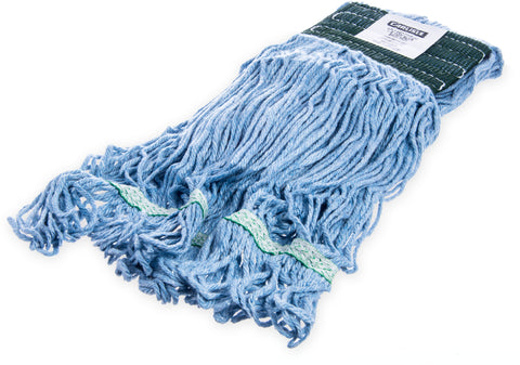 Flo-Pac® MOP W/ GREEN BAND LOOPED-END MEDIUM BLUE