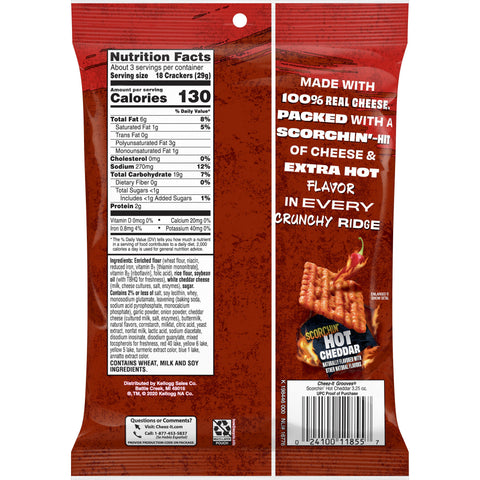 Kelloggs Cheez It Scorchin Hot Cheddar Cracker, 3.25 Ounce -- 6 per case