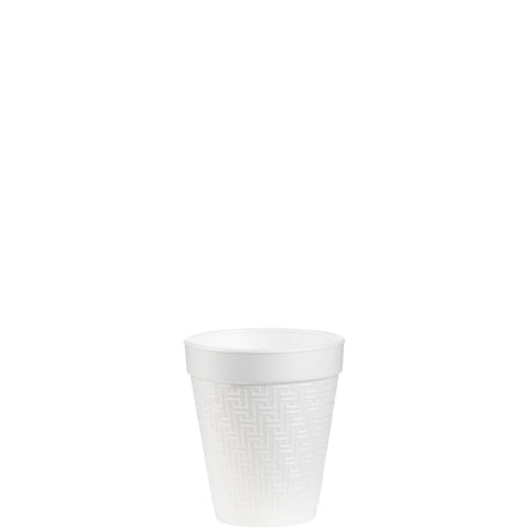 Dart Expanded Polystyrene White with Greek Key Design Small Insulated Foam Drink Cup, 8 Ounce -- 1000 per case